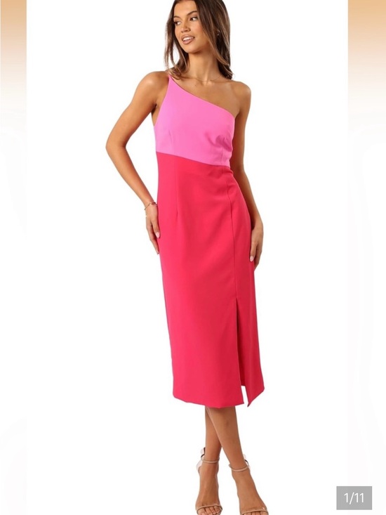Petal & Pup Dresses & Skirts - Petal & Pup Two-Tone Pink One-Shoulder Midi Dress